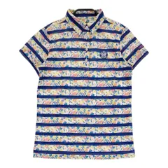 サイズ：0 JACK BUNNY ジャックバニー  半袖ポロシャツ ボタンダウン ボーダー柄×花柄 ネイビー系 [240101448543] ゴルフウェア レディース ストスト