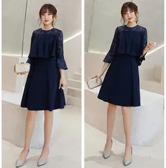 ワンピース 結婚式 パーティードレス お呼ばれ 二次会 花嫁 ドレス フレア袖 レース 魅力 同窓会 フォーマル 卒業式 通勤 スカートスーツ 袖カバー おしゃれ  yuanmeng08