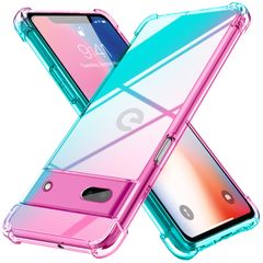 【在庫処分】軽量 tpu ケース 耐衝撃 スマホケース ケース 透明 グラデーション色 米軍MIL規格取得 おしゃれ 薄型 黄変防止防塵一体型 クリア 人気 ピクセル 7A 7a Pixel 携帯カバー ピンク/グリーン Google MD-JBK-020-0