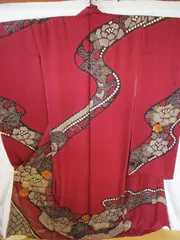 振袖 絞り入り「ワインローズ 」