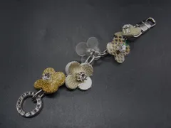 ■美品■ ANTEPRIMA アンテプリマ ラインストーン フラワー バッグチャーム キーホルダー シルバー系×マルチカラー DY0207