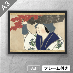 神坂雪佳　「黒木売」 日本画（浮世絵）ポスター　A3　マット　その50　【フレーム付】《JP》