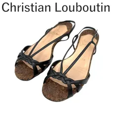 クリスチャンルブタン Christian Louboutin サンダル ストラップ コルク ローヒール ブラック ブラウン