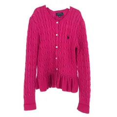 POLO RALPH LAUREN ポロ・ラルフローレン ペプラム カーディガン コットン ピンク ガールズ 【中古】