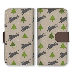 iPhone8 iPhone7 ケース 手帳型 アイフォン8 アイフォン7 スマホケース 携帯ケース 猫 ネコ ねこ 北欧柄 絵本 かわいい イラスト ベージュ 黒猫 シャム猫 大人可愛い カラー03