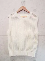 UNIQLO ユニクロ メッシュ クルーネックショートセーター ノースリーブ ベスト ホワイト系 Lサイズ 251-467796