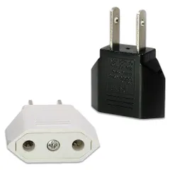 【数量限定】2個セット C→A 電源変換プラグ 125-250V 国際 6A 日本用 国内用変換プラグ 日本 丸型 平型変換プラグ 2ピンタイプ 1対1変換プラグ 電源変換プラグ 変換プラグ 小型 携帯プラグ変換 高互換性 海外旅行用 （ブラック/ホワイト）