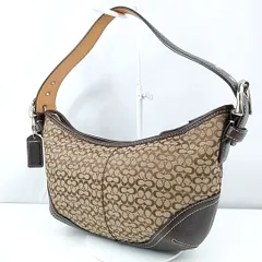 【 COACH 】A  A-3  コーチ  ミニシグネチャー 総柄 2way  ワンハンドル セミショルダー  ミニバッグ 肩掛け トートバッグ 婦人鞄 ブラウン 茶系