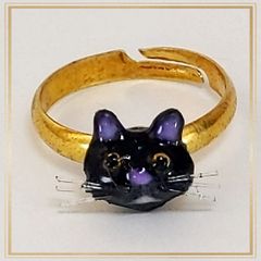 【福祉施設制作】東雲作 　リング「黒猫のリング」　 NO.492
