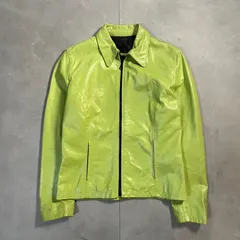 00sショートレザージャケット ライムグリーン　短丈　レザー