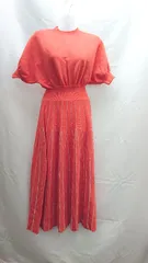 ◇ 新品 LAGUNAMOON ニット ストライプ柄 ドルマンスリーブ 半袖 ロング ワンピース サイズM オレンジ レディース E  【1304050023859】