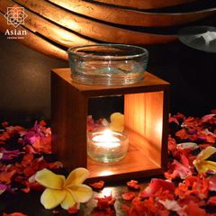 アロマポット おしゃれ 木製 ガラス アロマ キャンドル 高級 アロマバーナー 芳香器 アジアン バリ アジアン雑貨 バリ雑貨  (2)