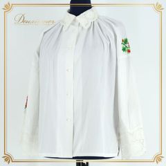 フォークダンス 衣装 トップス ブラウス ホワイト系 ナロッドニー 花柄 刺繍 鮮やか 白 赤 緑 黄 紫 華やか チロリアン 長袖 爽やか NARODNI 日本製 レッド系 ピンク系 グリーン系 イエロー系 パープル系