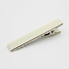 【4個パック】グログランリボン 仕上げ ヘアクリップ 銀色金具 約46mm sgy-357-ow-4p