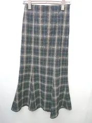 ◇ ⊇ LOWRYS FARM ローリーズファーム チェック柄 ロング丈 マーメイド スカート サイズL ブラック レディース P  【1408200021617】