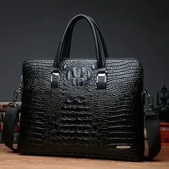 ビジネスバッグ ショルダーバッグ メンズ カバン クロコダイル風 ビジネス PU 軽い おしゃれ バッグメンズ 2way ショルダー 手提げ 2室仕切 横型 ブリーフケース 14PC ノートパソコン 旅行 出張 通勤 通学 就活 面接 バッグ 黒 ブラウン 茶