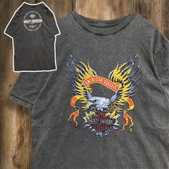 BJJH ハーレー Tシャツ ビンテージ 古着 グレー HARLEY DAVIDSON 鳥 イーグル シールド ロゴ ダビッドソン XL相当サイズ 2503  3500 p10