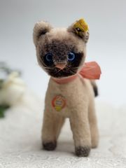 送料無料★シュタイフ★Cat Aram 16cm オールID's完品★1971年製/ネコのアラム/ドラロン製のシャム猫★ビンテージ★Steiff