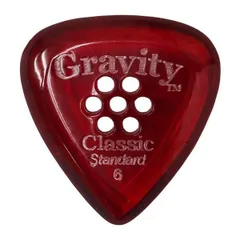 【1枚バラ売り】 GRAVITY GUITAR PICKS ピック クラシック・スタンダード マルチホール ［6.0 mm with Multi-Hole, Red］高級