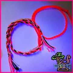 アンクレット　ミサンガ　足首　ネオン　2本SET　ブラックピンク