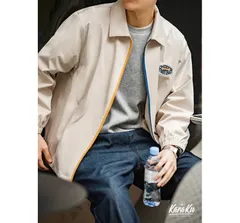 ブルーｘイエロージップ　防水加工ナイロンコーチジャケット  KRK-MD-TS2301007 karaku