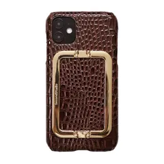 iPhone13/13Proケース　スマホケース　リング付き　スタンド　ブラウン