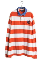 【お得なクーポン配布中!】 ポロ ラルフローレン ボーダー 長袖 ラガーシャツ メンズ XXL 古着 ラグビー シャツ 長袖シャツ ポロシャツ カットソー ボックス 細身 薄手