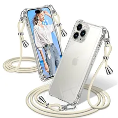iPhone 11 Pro ケース クリア ショルダー 耐衝撃 iPhone11Pro スマホケース 透明 織りストラップ付き 肩がけ 首掛け 紐付き アイフォン11Pro カバー 縄掛け シングルショルダーロープ 斜めがけ 調節可能なショルダー クロスボ 1