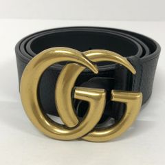 美品✨希少100㎝✨グッチ GGマーモント ベルト バックルゴールド 95・38 GG Marmont wide belt with shiny buckle in black leather
