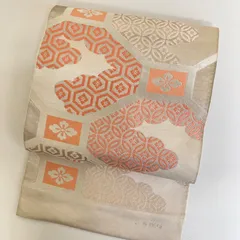 銘品新品】西陣名家機元「川島織物謹製」白地「華菱七宝文様」綾