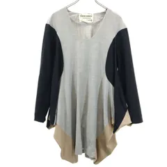 ヘンリックヴィブスコフ ウールブレンド 長袖 変形 膝丈ワンピース M グレー×黒 HENRIK VIBSKOV レディース 古着 【240321】