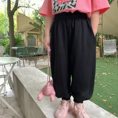 キッズパンツ（ブラック/100サイズ/110サイズ/120サイズ/130サイズ）ボトムスこども子供服コットンリネン099