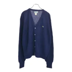 80年代 USA製 IZOD LACOSTE アイゾッド ラコステ アクリルニット カーディガン ネイビー(メンズ XL)中古 古着 U8772