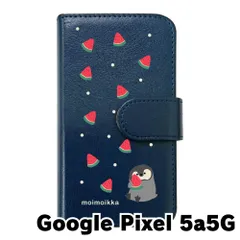 【新品未使用】Google Pixel 5a 5G ピクセル5a（5G） スマホケース 手帳型 (色：ネイビー×柄：ペンギンとスイカ)moimoikka ペンギン 動物 flip2-pixel5a5g-nv-20139
