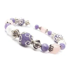 アクアマリン ローズクォーツ クラック水晶ブレスレット