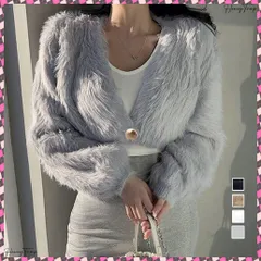送料無料 ファーコート フェイクファー ショート丈 レディース おしゃれ エコファー ジャケット Vネック 秋冬アウター クロップド丈 防寒ノーカラーコート あったかい韓国 ファーアウター大人 冬服ガーリー高見え パーティー 結婚式