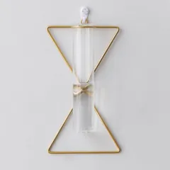 ☆ アワーグラス ☆ 壁かけ 花瓶 pkbgf9602 花瓶 一輪挿し 壁掛け フラワーベース かびん 花器 ガラス 試験管 おしゃれ かわいい ワイヤーフレーム 壁かけ ナチュラル シンプル ゴールド リビング ダイニング 寝室 玄関 エントランス