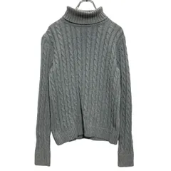 L.L.Bean コットン ハイネック ケーブルニット セーター S グレー エルエルビーン 古着卸 アメリカ仕入 a609-7079