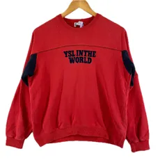 【希少】YSL/イヴサンローラン/スウェット/トレーナー/赤/レッド/古着 希少】YSL/イヴサンローラン/スウェット/トレーナー/赤/レッド/古着