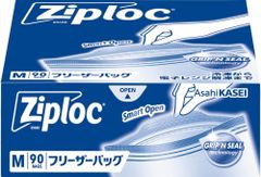 【大容量】ジップロック 再利用可能 ポリエチレン (PE) フリーザーバッグ M 90枚入 ジッパー 透明