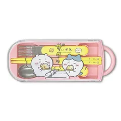 【新品】トリオセット ちいかわ(ピンク） 箸 スプーン カトラリーセット キャラクター 男の子 女の子 かわいい お弁当 給食 ランチ 食洗機対応 小学生 幼稚園 日本製 メール便 スケーター