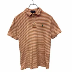 PoloRalphLauren 半袖 ボーダー Lサイズ ポロラルフローレン ハーフボタン ボーダー ジュニア オレンジ 古着卸 アメリカ仕入 t2407-3643