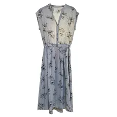 IENA イエナ ノースリーブ 花柄 ストライプ スキッパーシャツ ロング ワンピース レディース サイズ38