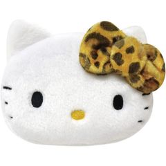 新品　キティ　フェイスポーチ　ヒョウ柄シリーズ　ブラウン　ハローキティ