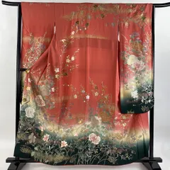 振袖 身丈168.5cm 裄丈64cm M 袷 牡丹 蝶 金銀彩 ぼかし ピンク 正絹 秀品 【中古】