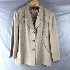 ハーディエイミス HARDY AMIES BOUTIQUE ジャケット 飾りボタン 内側ダマスク柄 ボタン 肩パッド ベージュ 9サイズ 9354680のサムネイル
