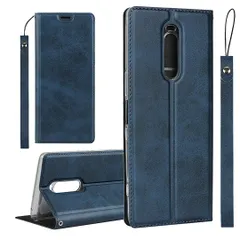 【即日発送】軽量 スタンド機能 カード入れ付き スプラット同梱 スマホケース 内蔵マグネット 【iCoverCase】 case Xperia1 エクスペリア1 ワン ネイビー Xperia Xperia 1 1 エクスペリア カバー SOV40 落ち着いた
