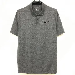 【超美品】ナイキ 半袖ポロシャツ 杢グレー ボーダー調 襟裏メッシュ生地 DRY-FIT 胸刺しゅう メンズ XL ゴルフウェア NIKE