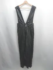 ◇ ⊇ ZARA ザラ フェイクレザー シンプル ノースリーブ サロペット サイズM ブラック系 レディース E  【1507160026561】