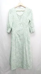 ◇ ⊂ chocol raffine robe 総柄 七分袖 ロング丈 ワンピース サイズF グリーン ホワイト レディース E  【1411210004242】